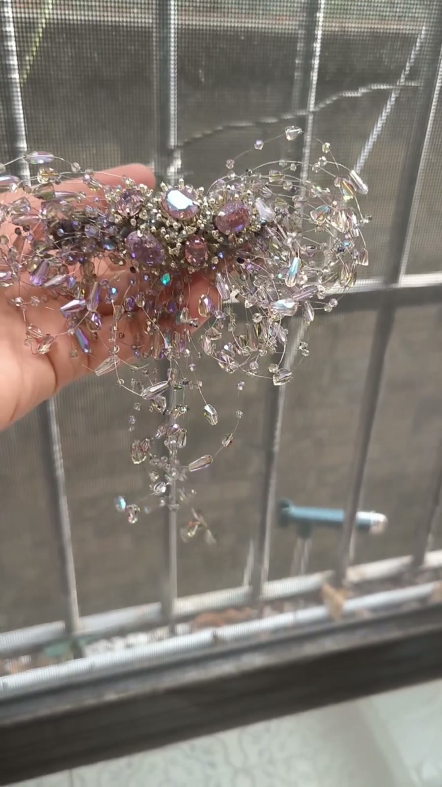 Purpur-Kristall Haarclip aus handgewebtem Draht