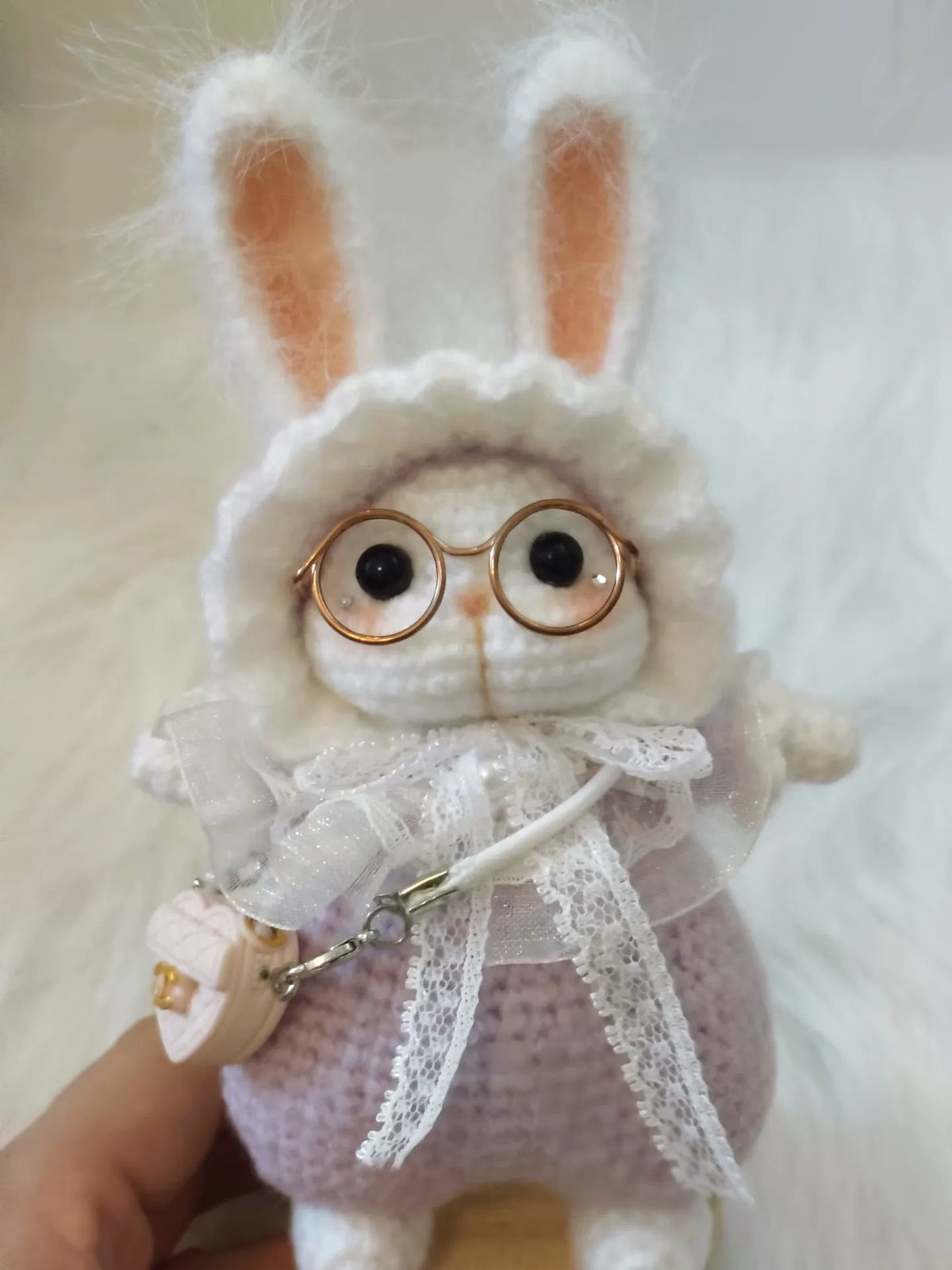 Hand Crocheted Light Purple Plush Rabbit