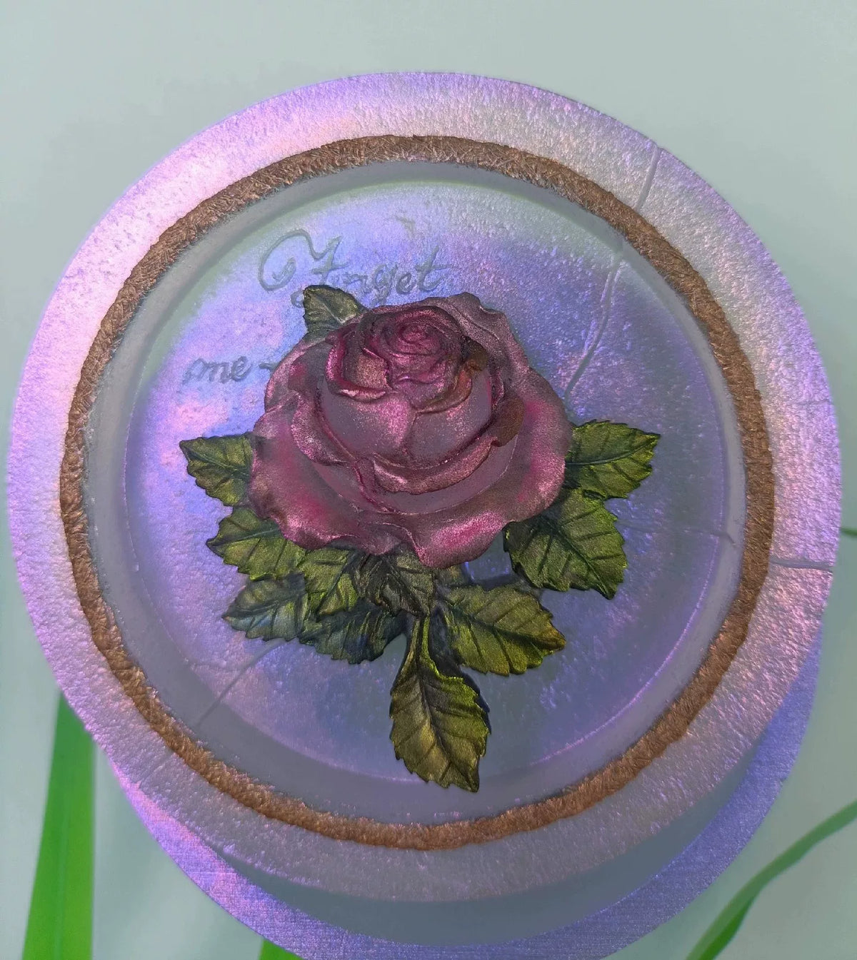 Round Lidded Rose Container 9 cm