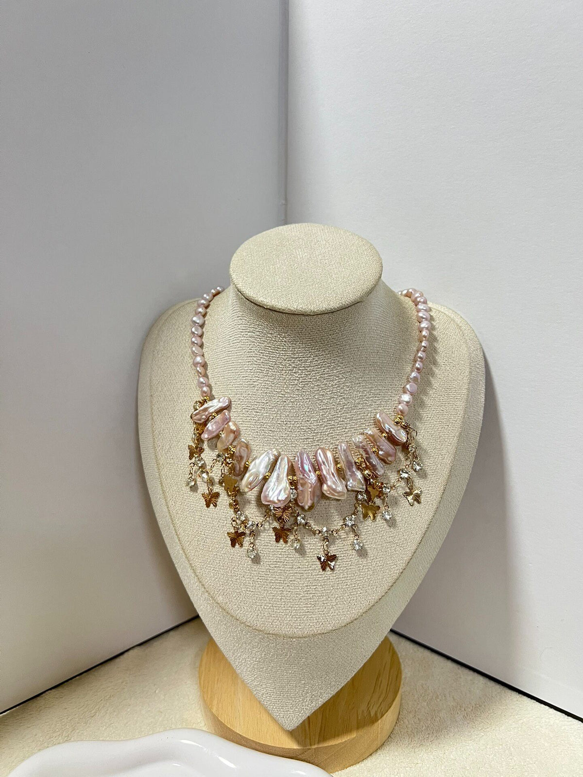 Freshwater Pearl Butterfly Charm Necklace