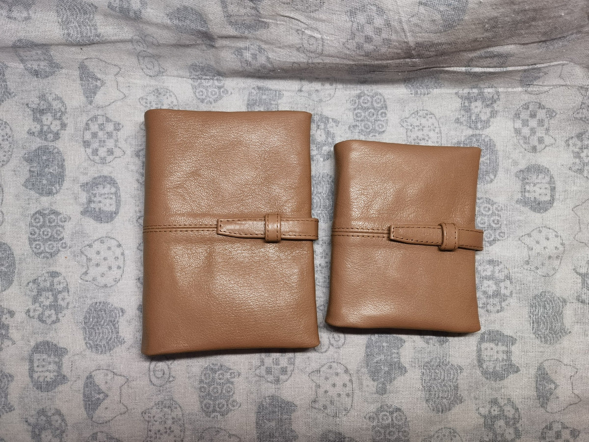 Italian Goat Leather Binder Almond Color