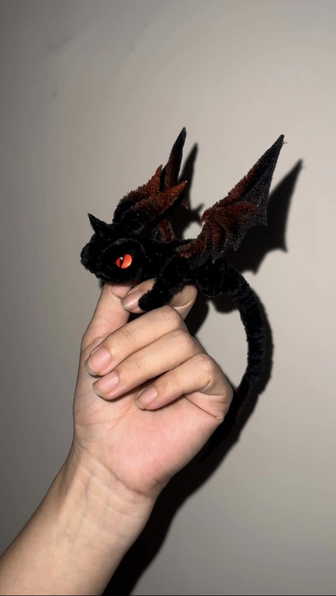 Handmade Black Pipe Cleaner Dragon Figurine