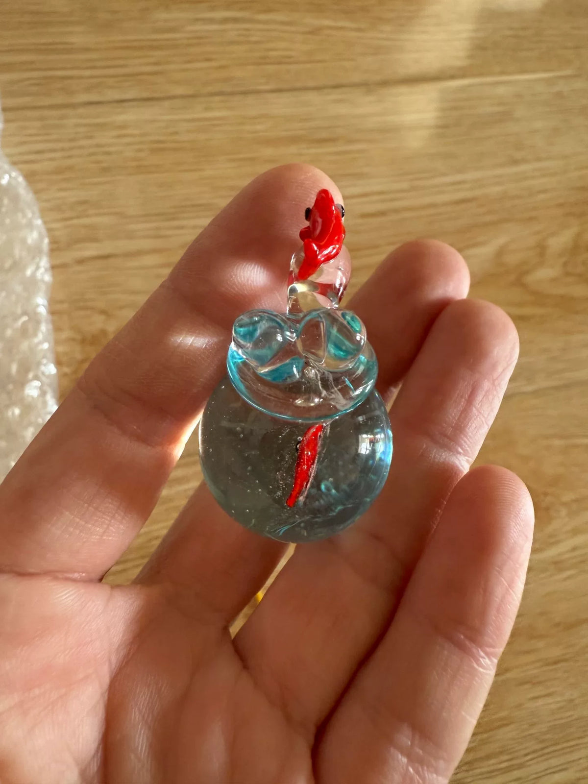 Handmade Glass Fish Bowl Leaping Fish Figurine