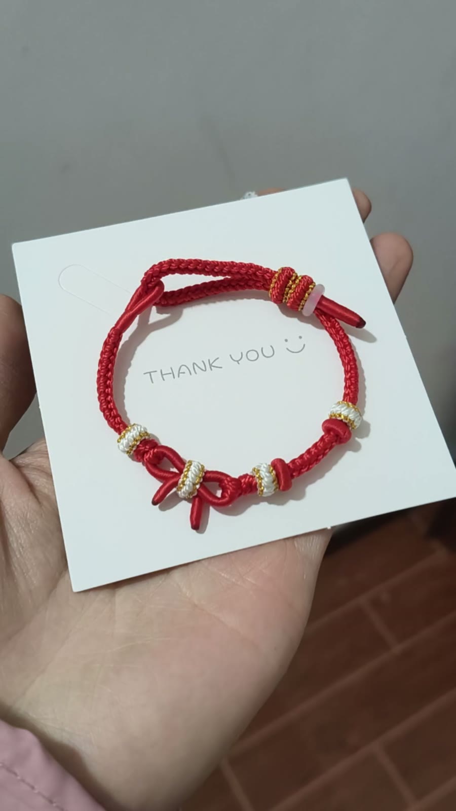 Hand Braided Red Cord Bracelet with Bow