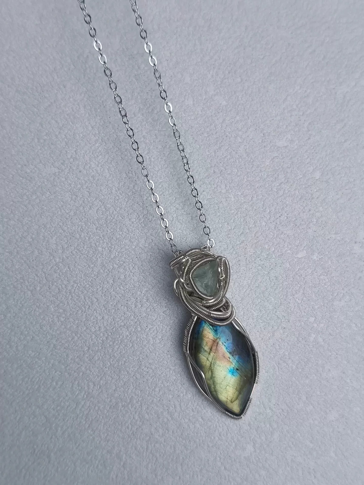Handcrafted Wire Wrapped Labradorite Fluorite Necklace