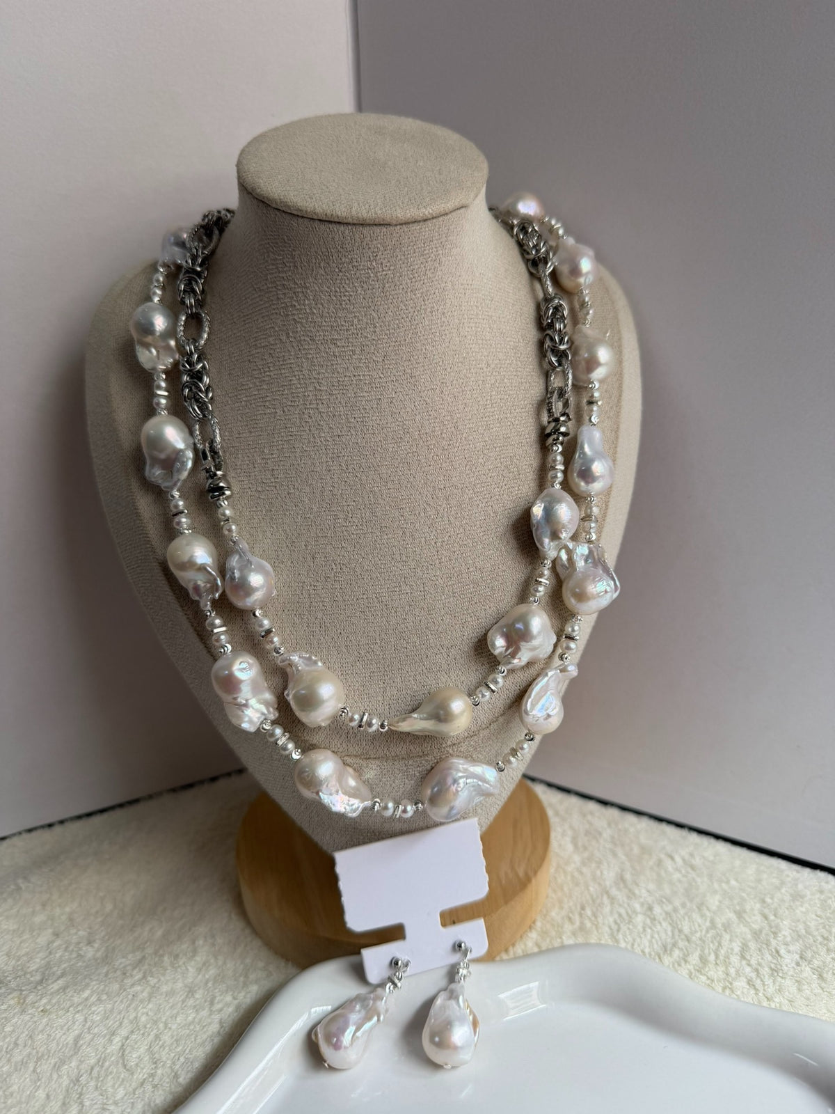 Baroque Pearl Necklace Bracelet Jewelry Set