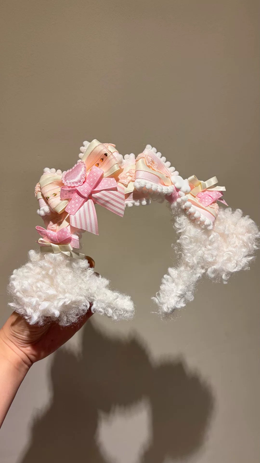 Handmade Lolita KC Headband Pink Sheep Fluffy