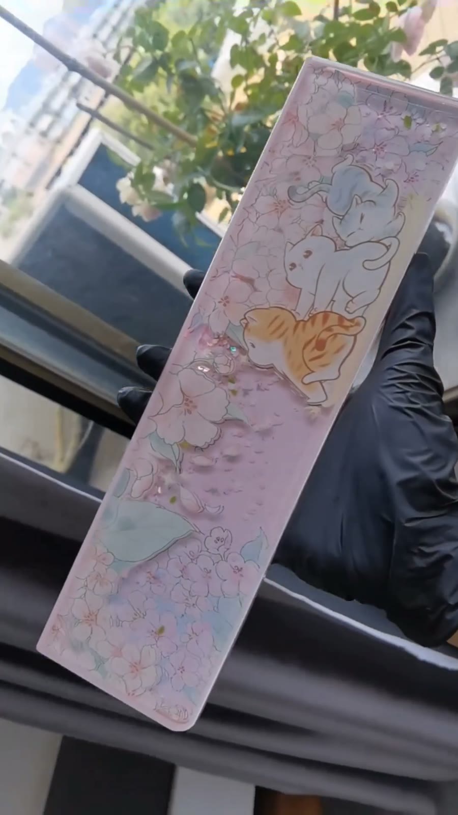 Resin Cherry Blossom Cat Keyboard Wrist Rest