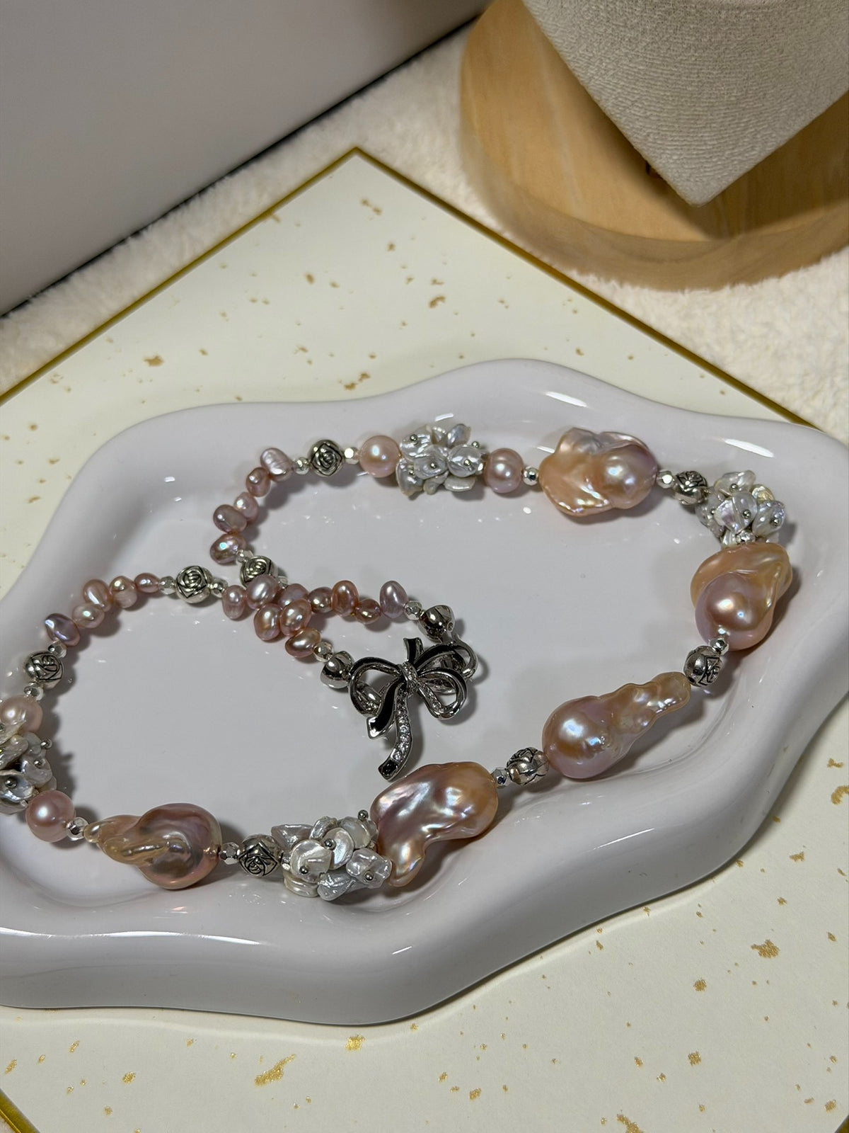 Rose Manor Pink Purple Baroque Pearl Necklace