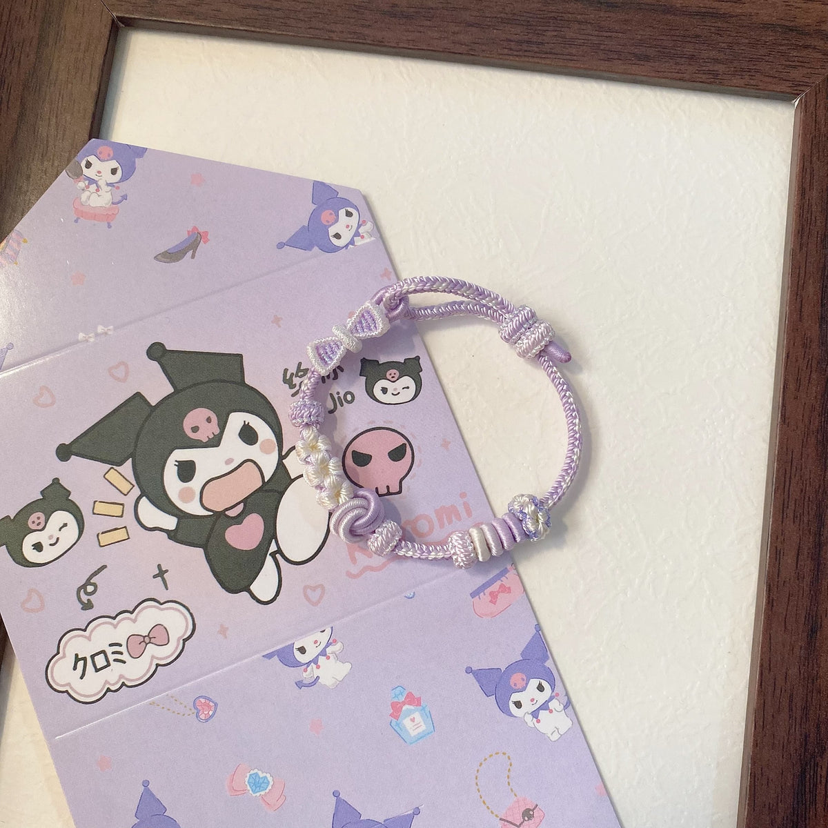Pulseira Tecida Kuromi com Laço Mini Lavanda