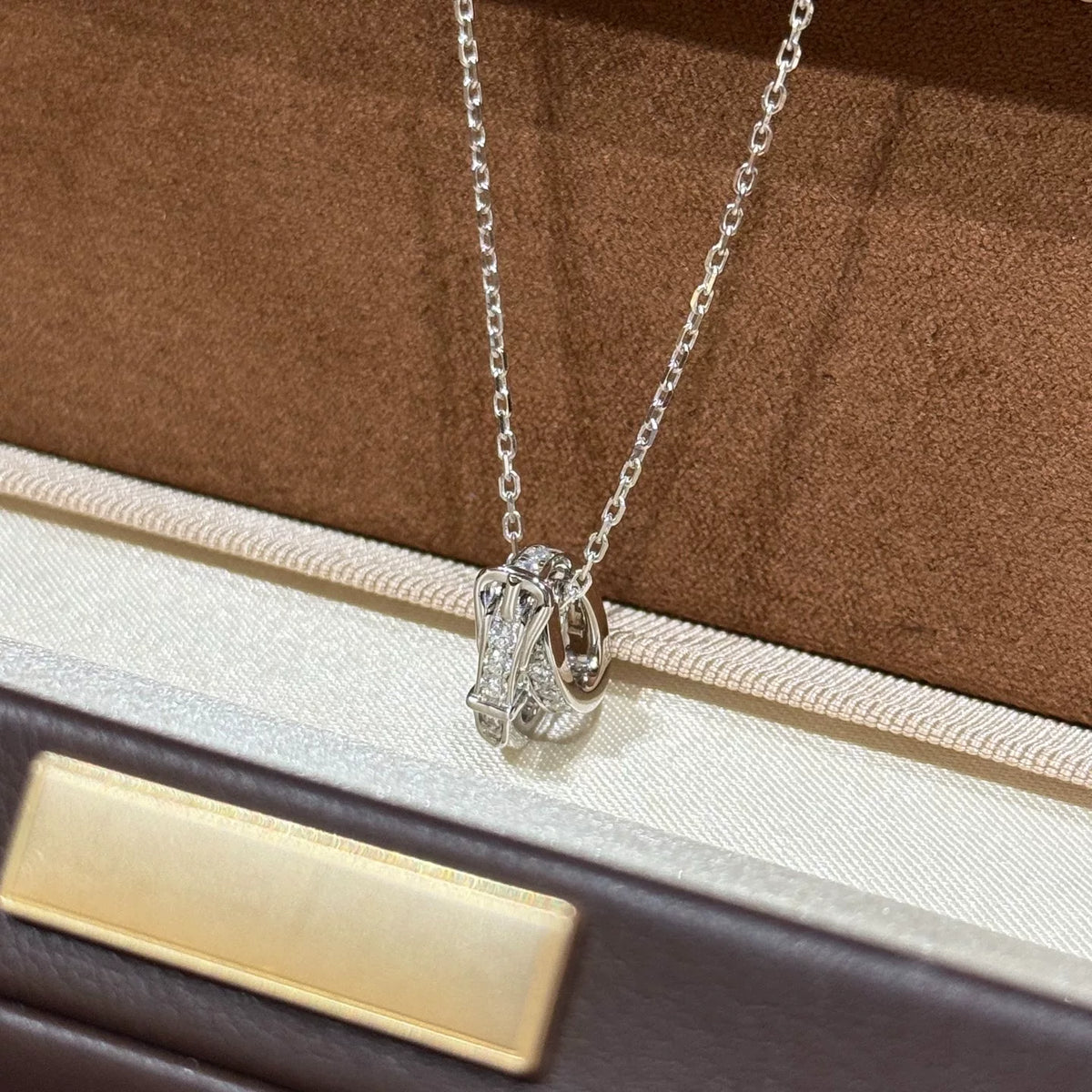 S925 Silver Belt Buckle Pendant Necklace