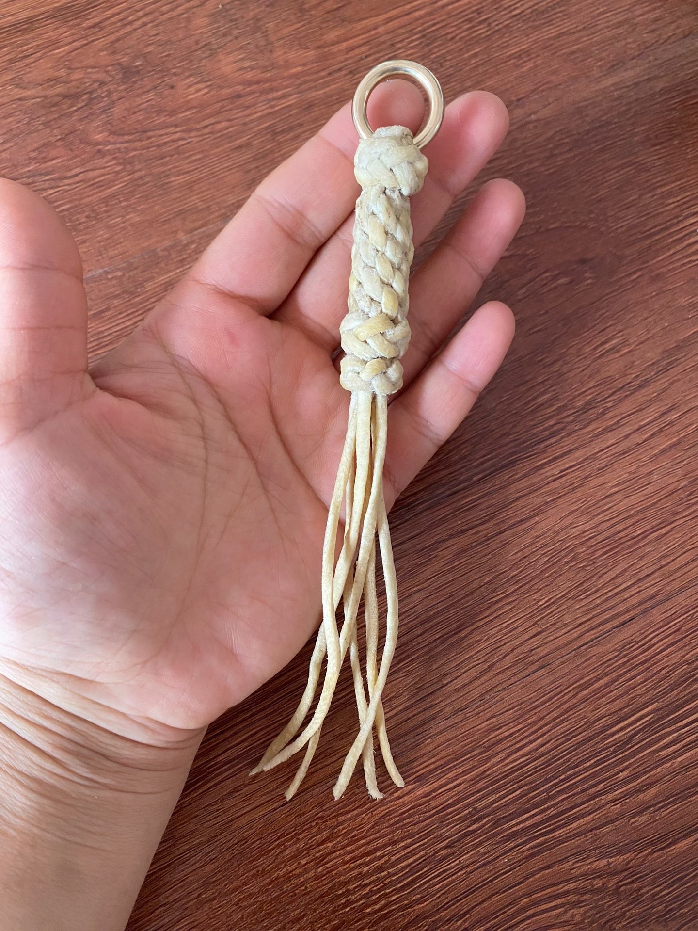 Handcrafted Leather Braided Whip Charm Keychain