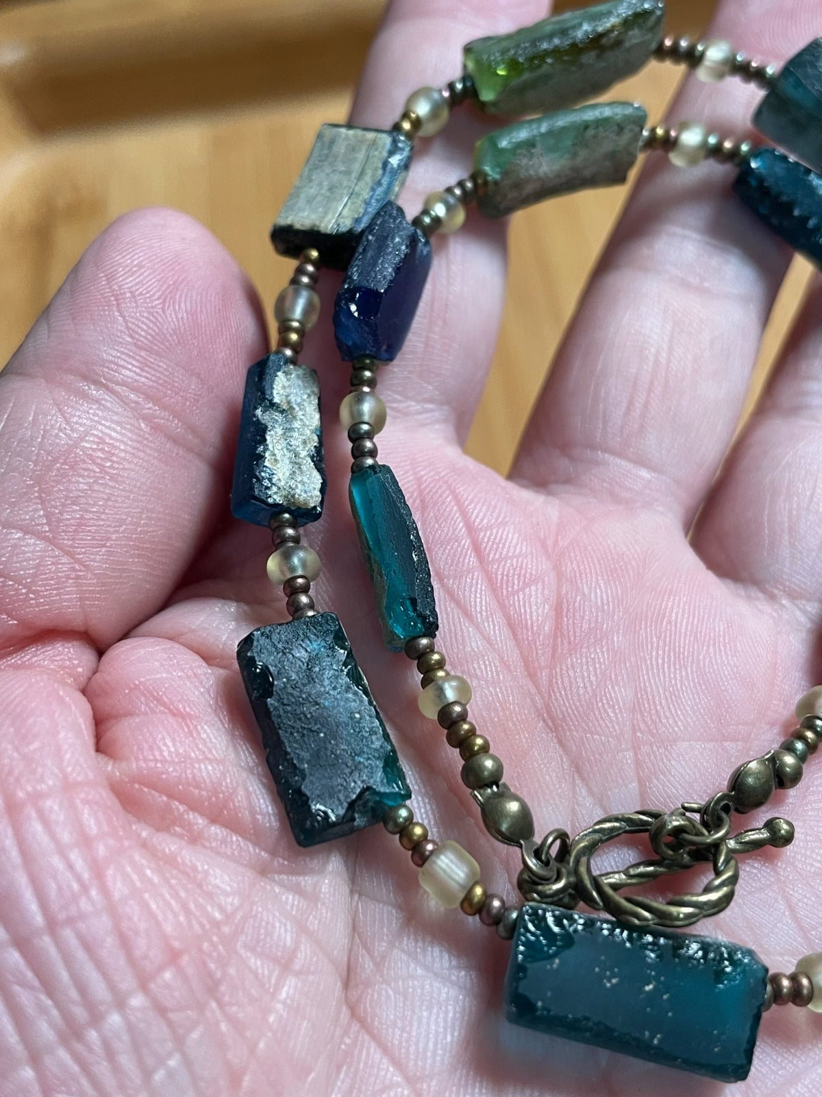 Ancient Roman Glass Bead Necklace 41cm