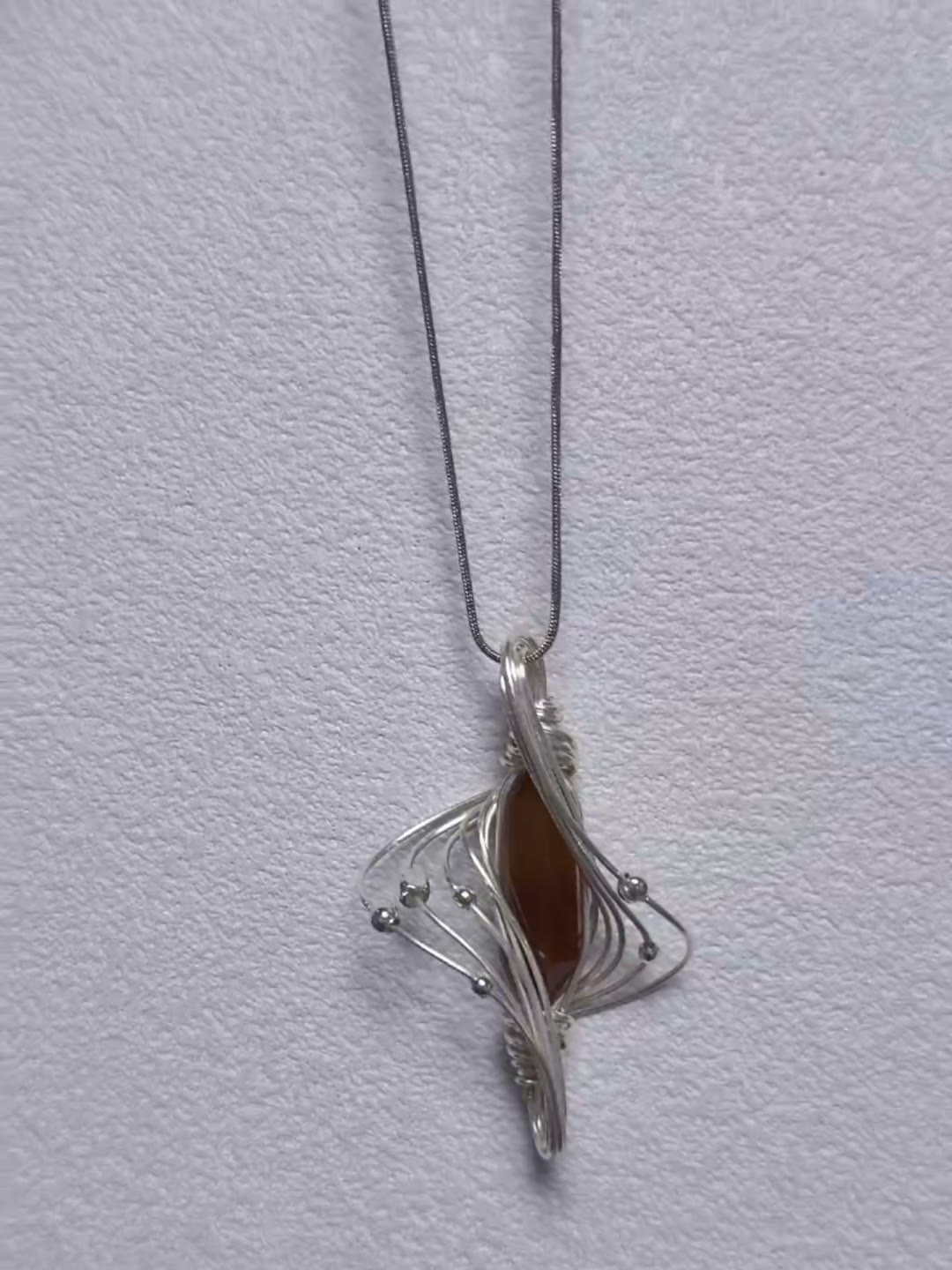 Silver Wire Wrapped Red Stone Necklace