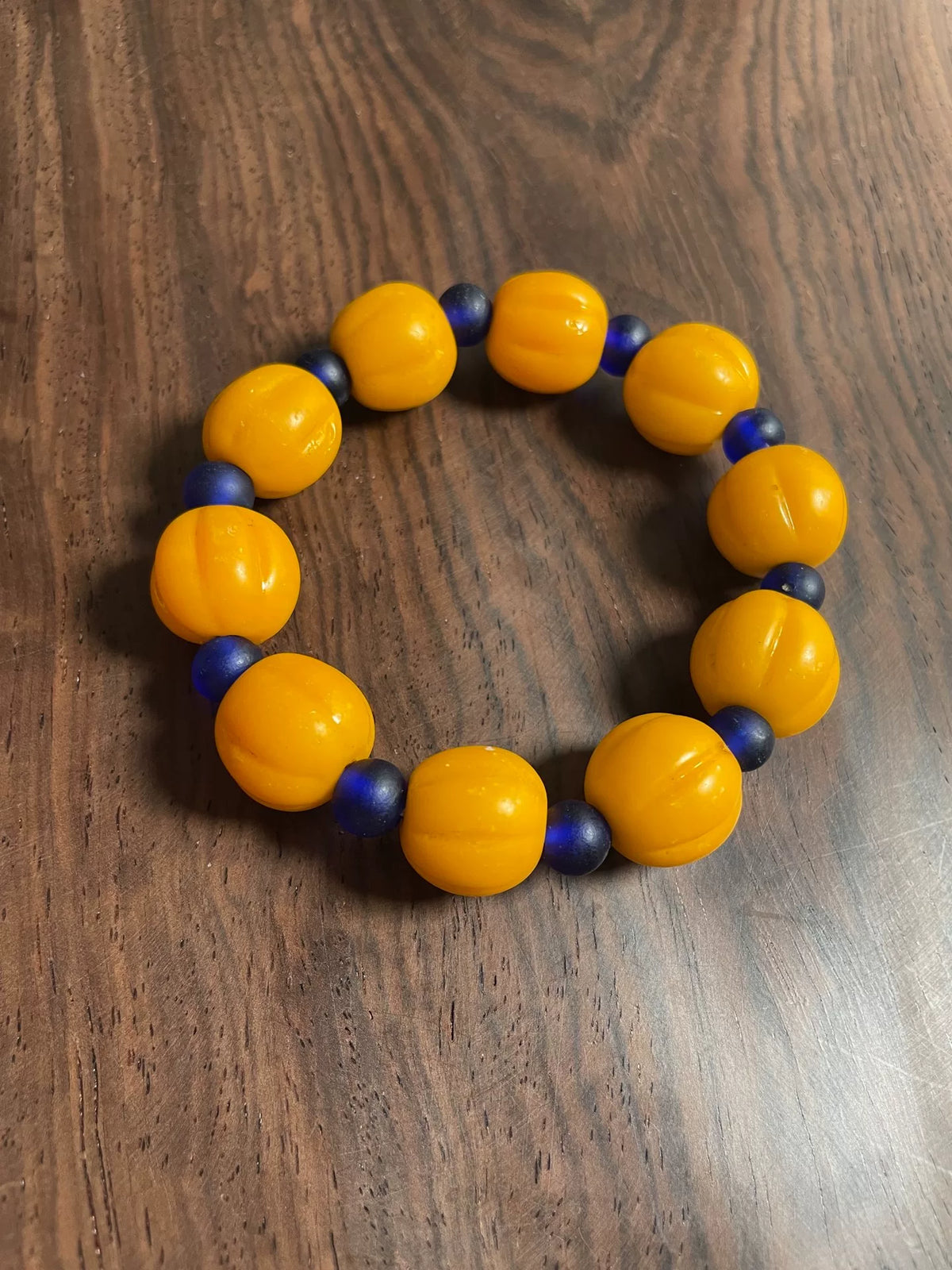 Old Tianjin Glass Melon Bead Bracelet