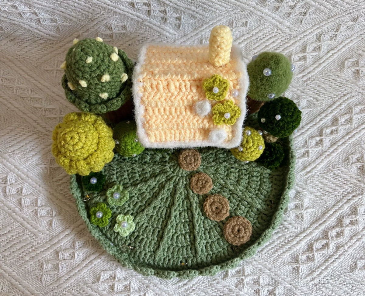 Boîte de rangement et veilleuse Chalet de Forêt en Crochet