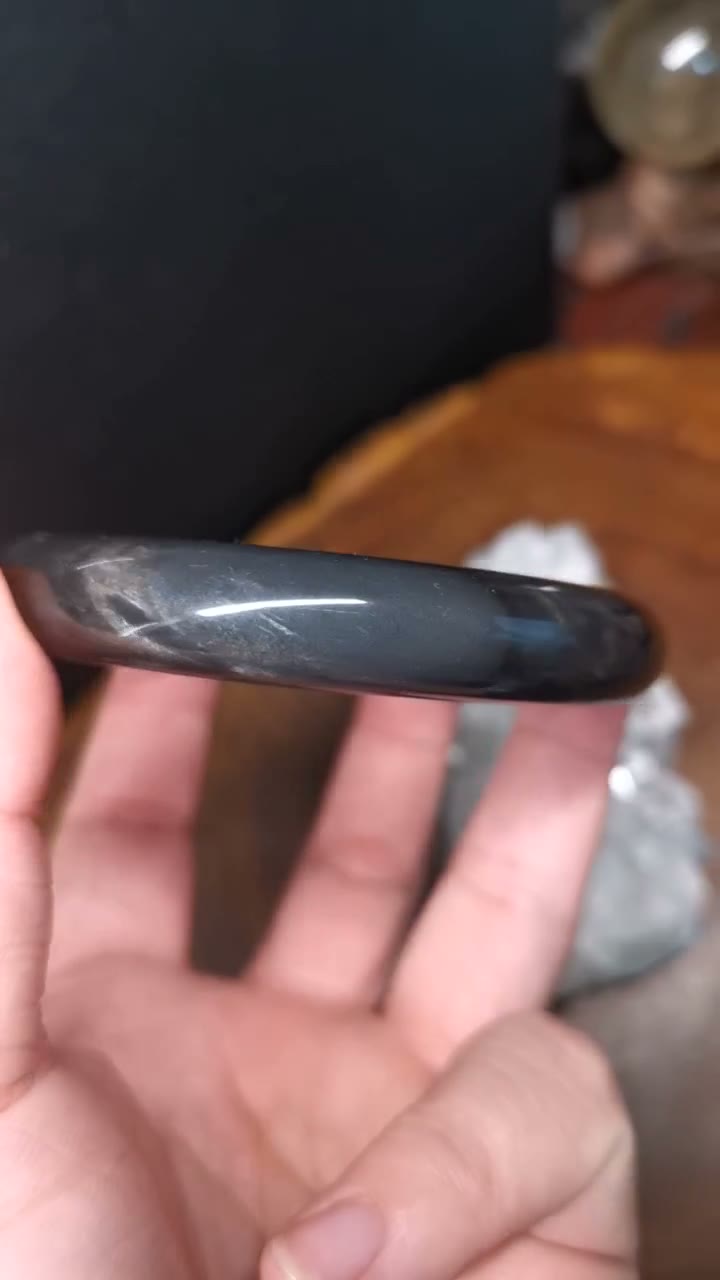 Silver Sheen Obsidian Bangle 58.8mm Inner Diameter