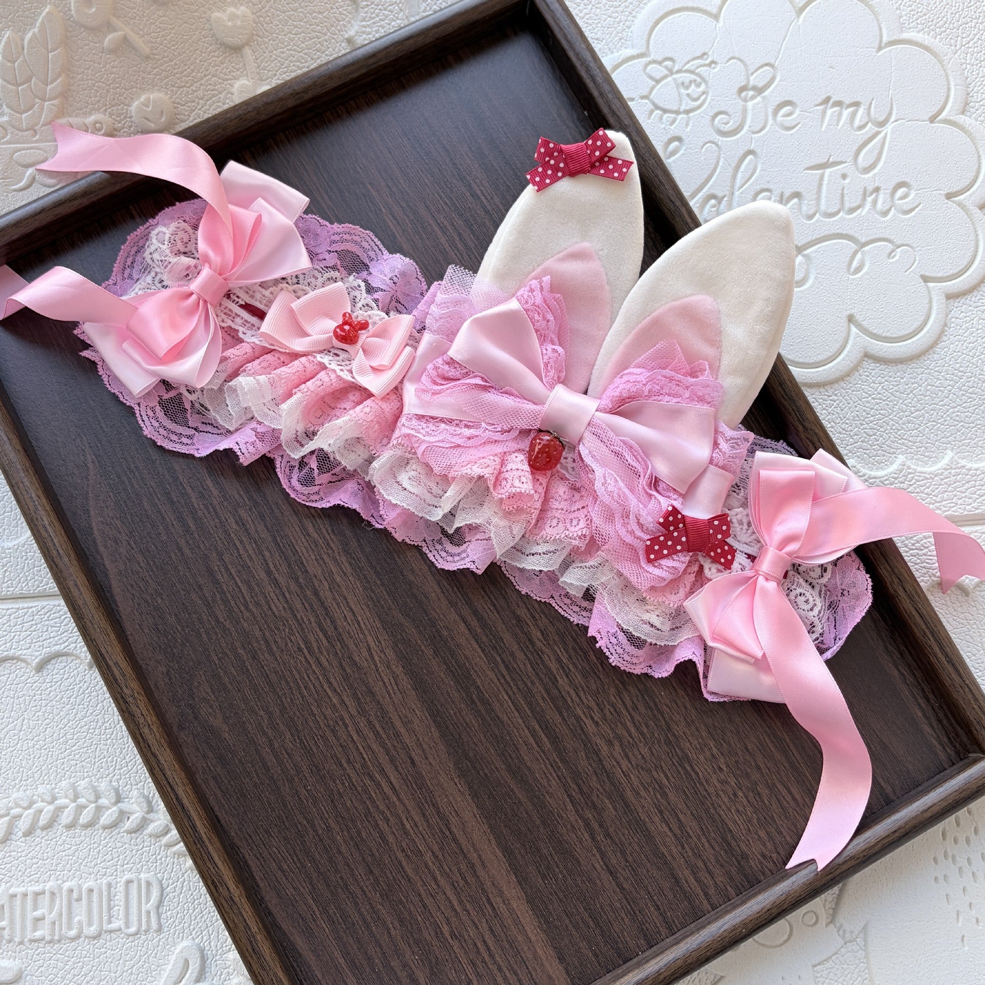 Pink Strawberry Bunny Ear Lolita Headband