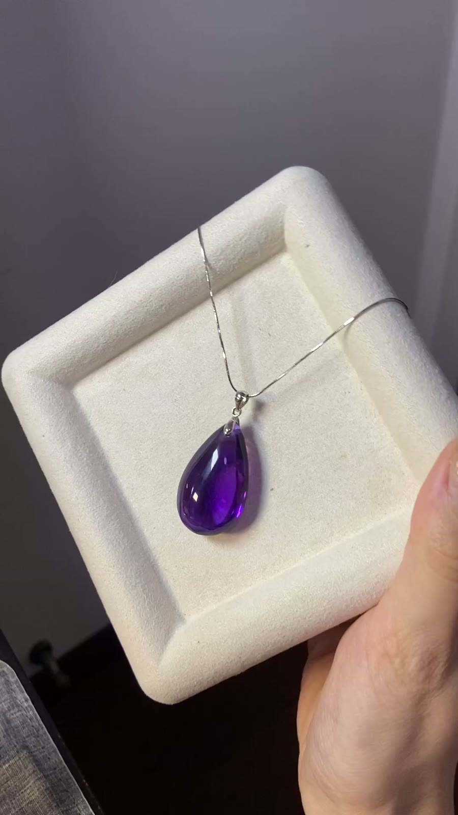 Natural Brazilian Amethyst Teardrop Pendant 925 Silver