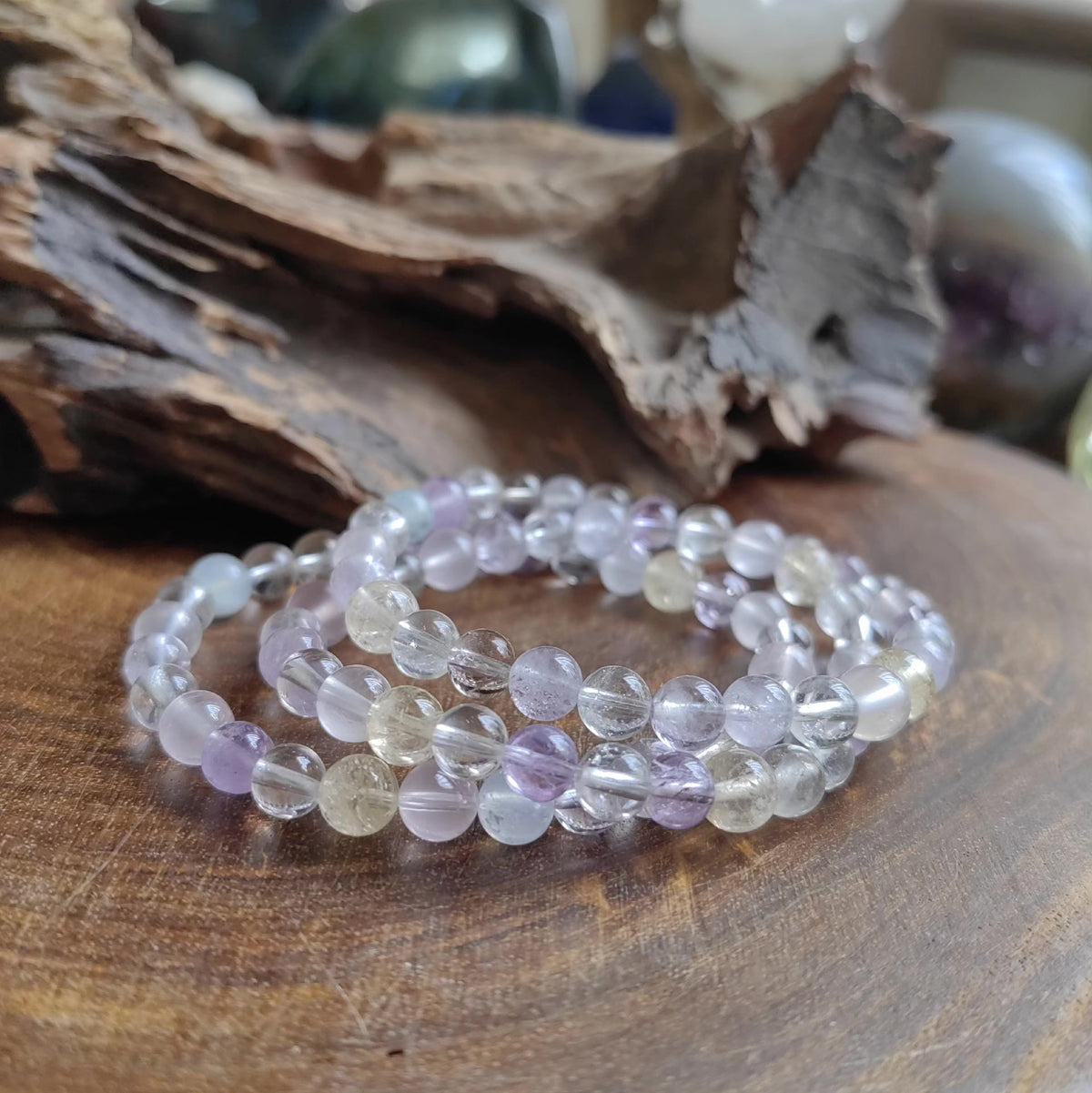 Mixed Gemstone Crystal Beaded Bracelet Set
