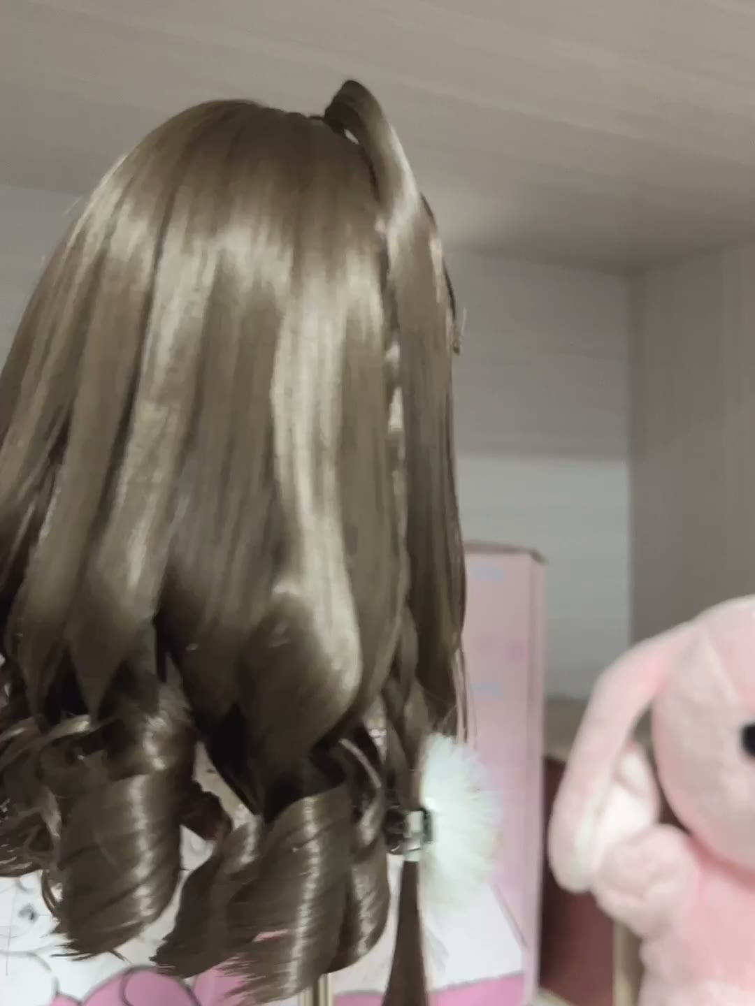 Doll Wig with Bunny Ear Buns Brown