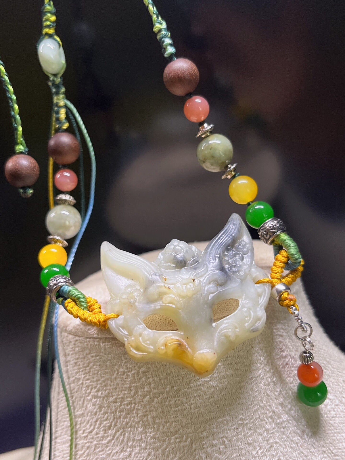 Xiuyan Jade Fox Mask Necklace