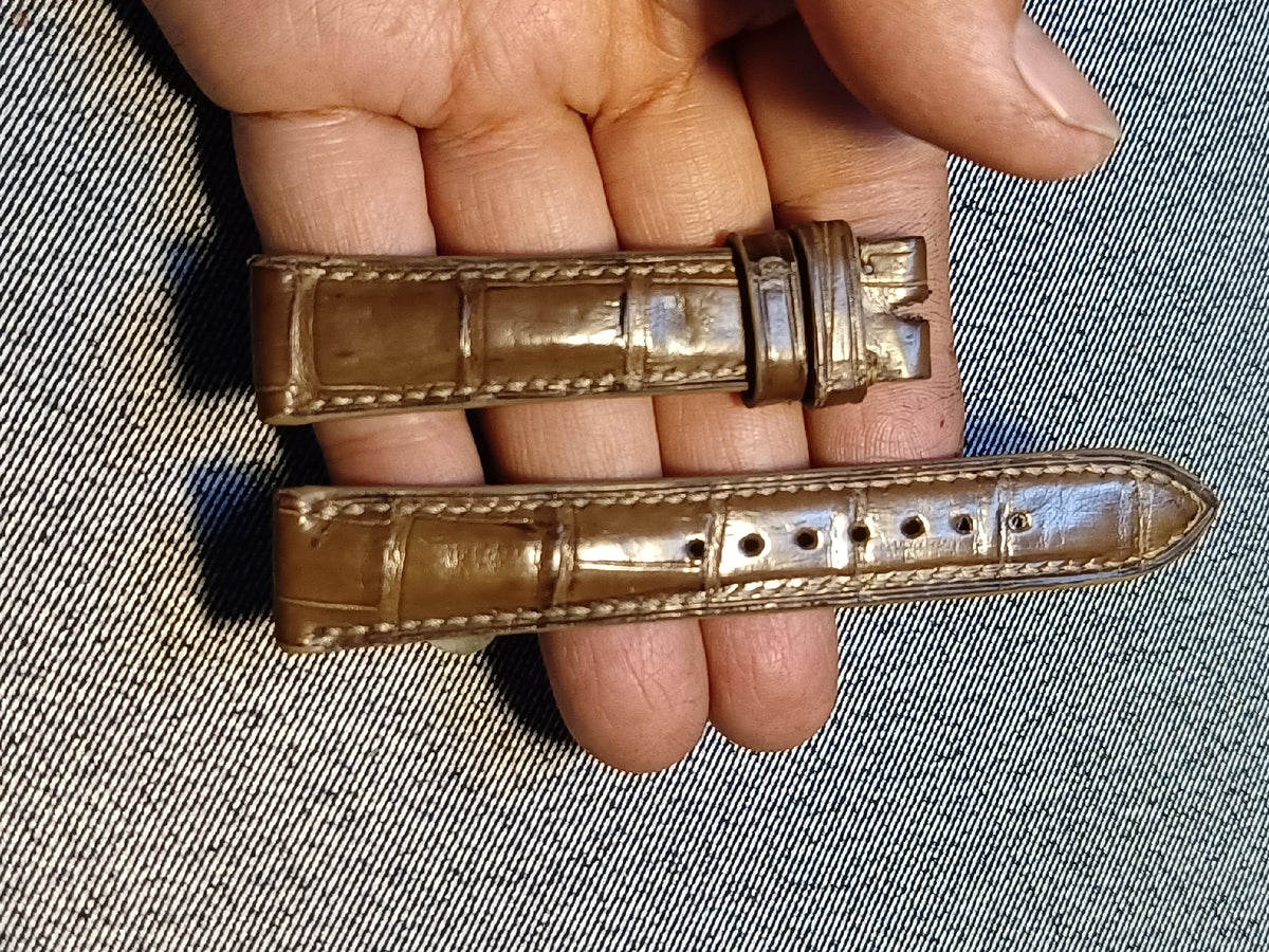 Khaki Crocodile Leather Watch Strap 18mm