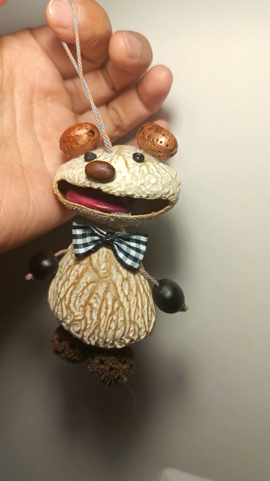 Peanut Shell Bear Bag Charm Rattle