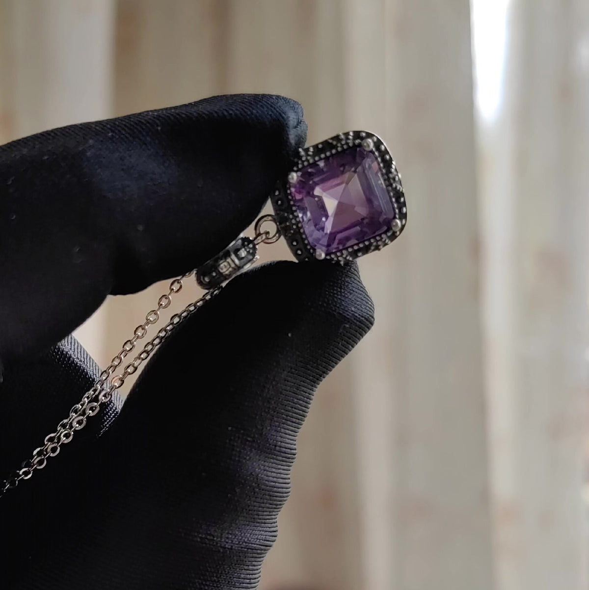 Amethyst Faceted Pendant Necklace