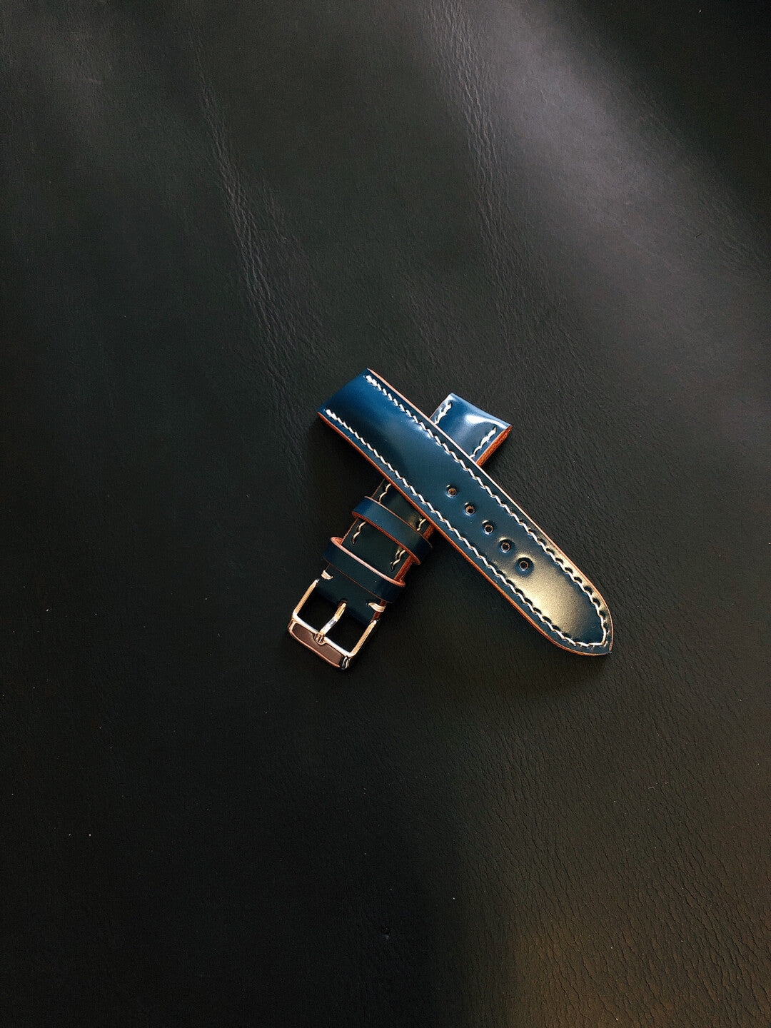 Handmade Blue Cordovan Watch Strap