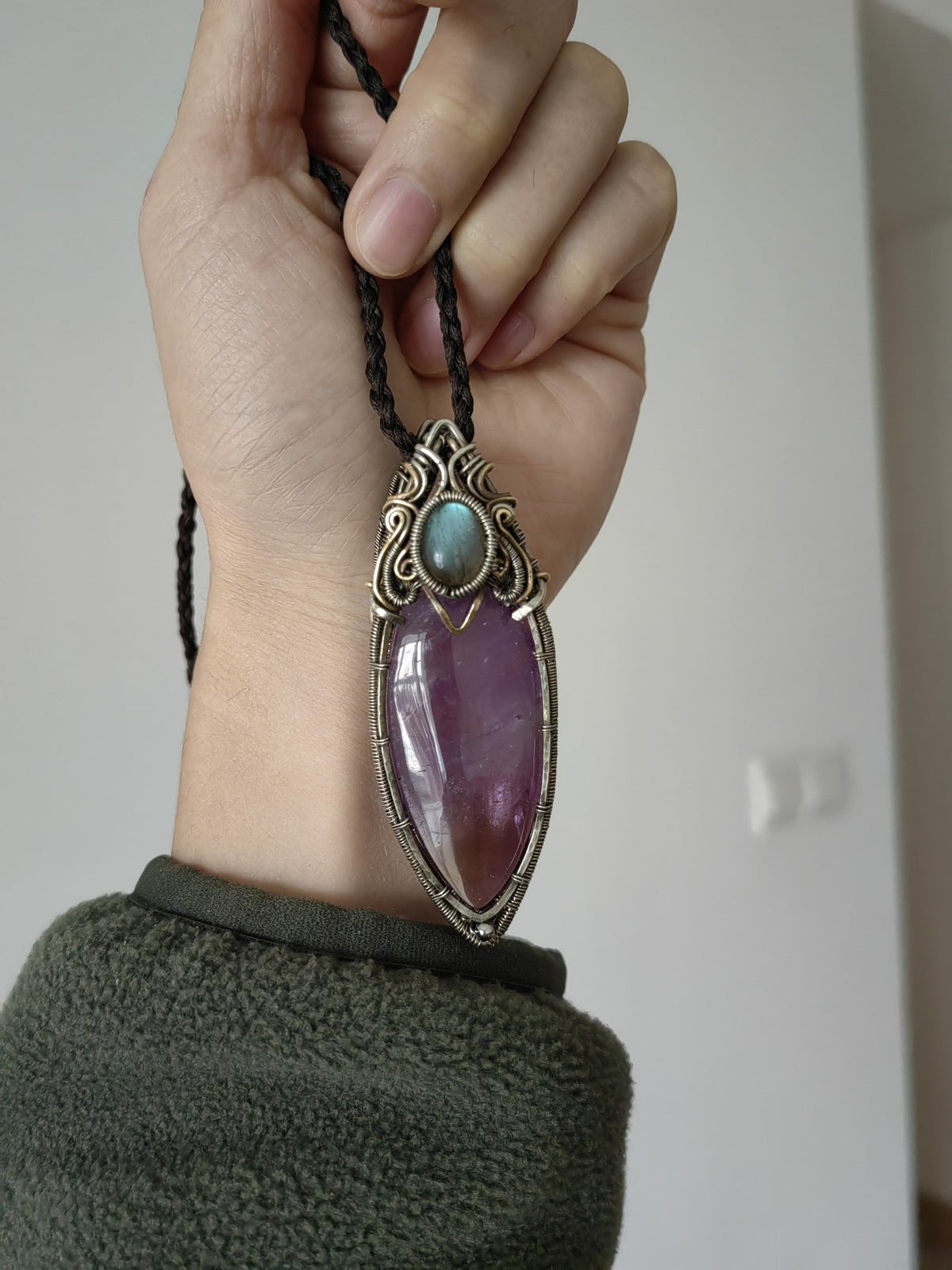 Amethyst Ketting met Dubbelzige Hanger