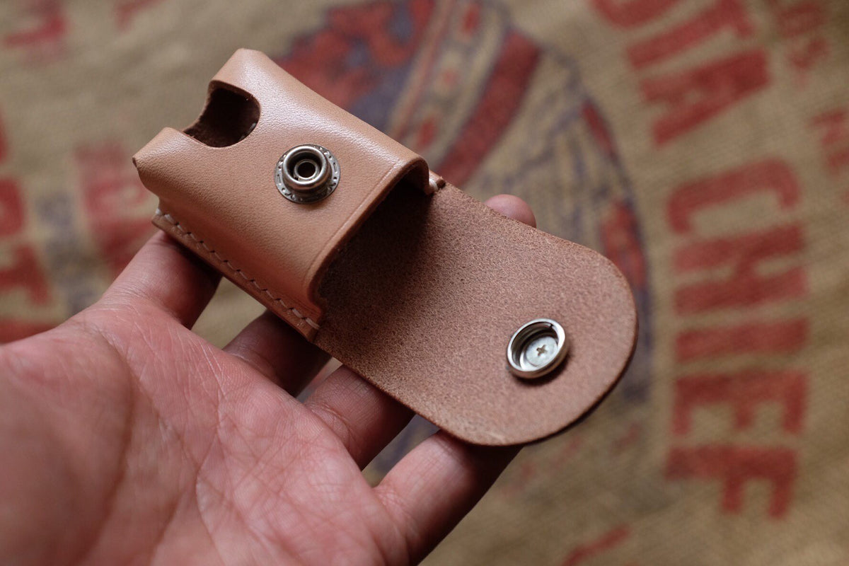 Leather Zippo Case with Coin Closure