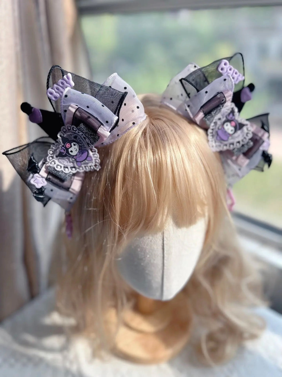 Kuromi Gothic Lolita Bow Hair Clips