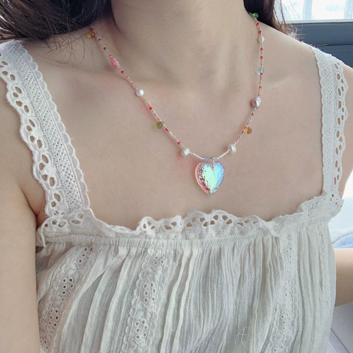 Collar de Mostillas con Corazón de Melocotón para Suéter