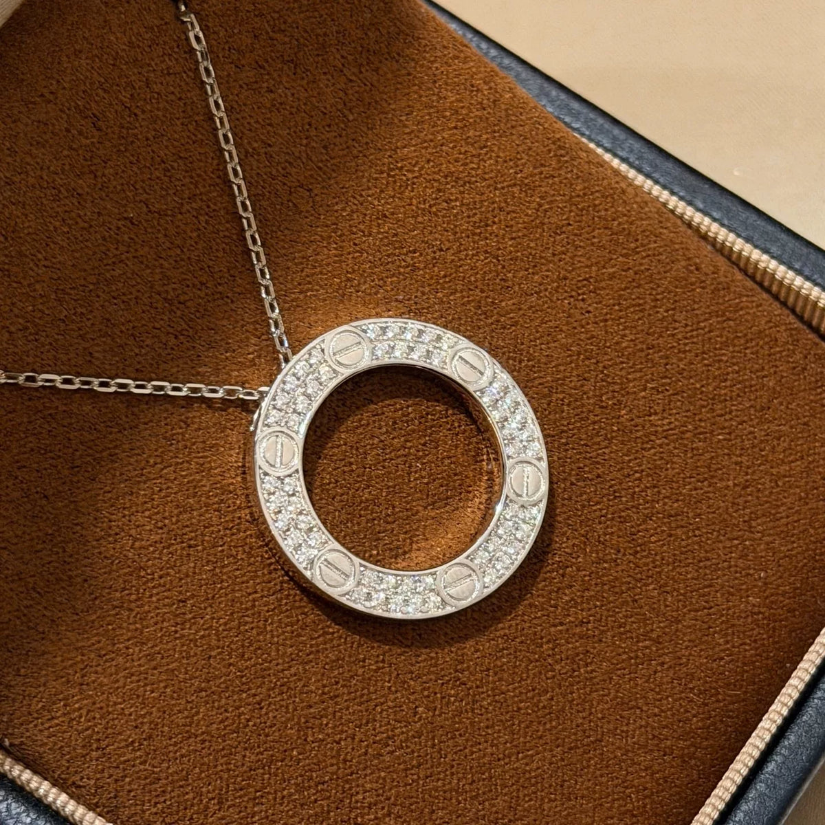 S925 Silver Full Diamond Circle Necklace