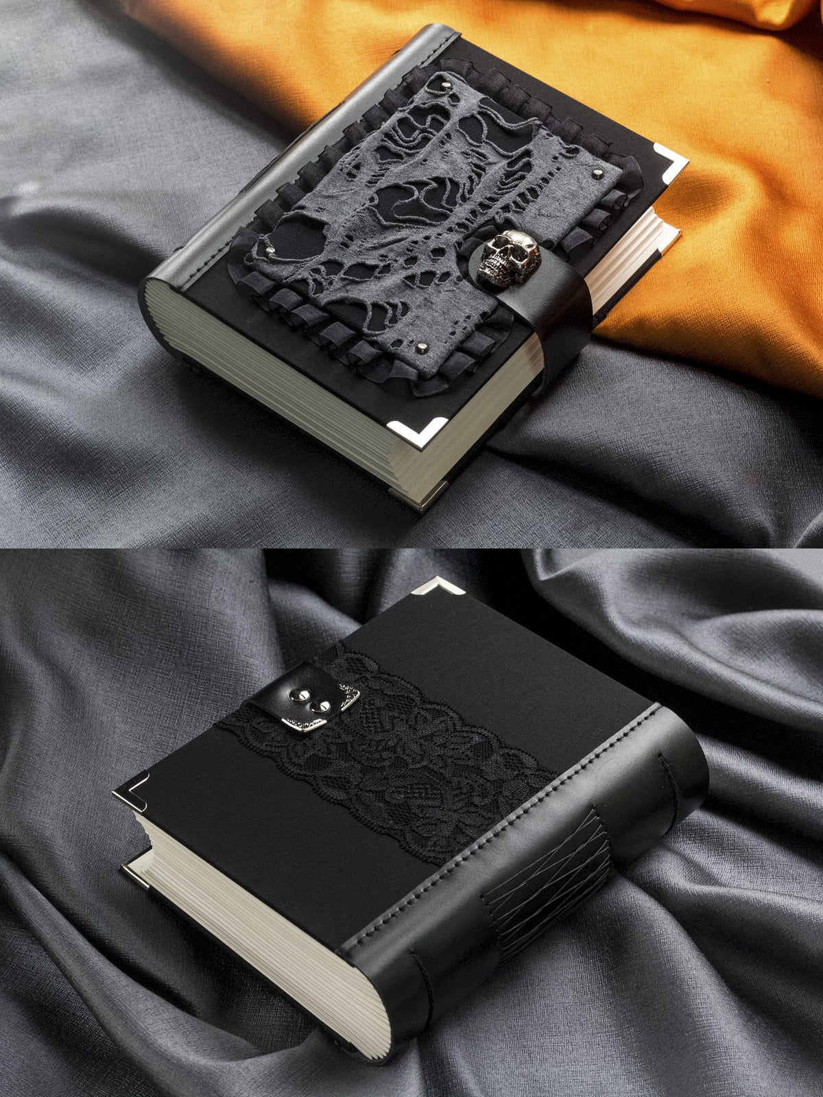 Handcrafted Skull Journal with Leather Spine