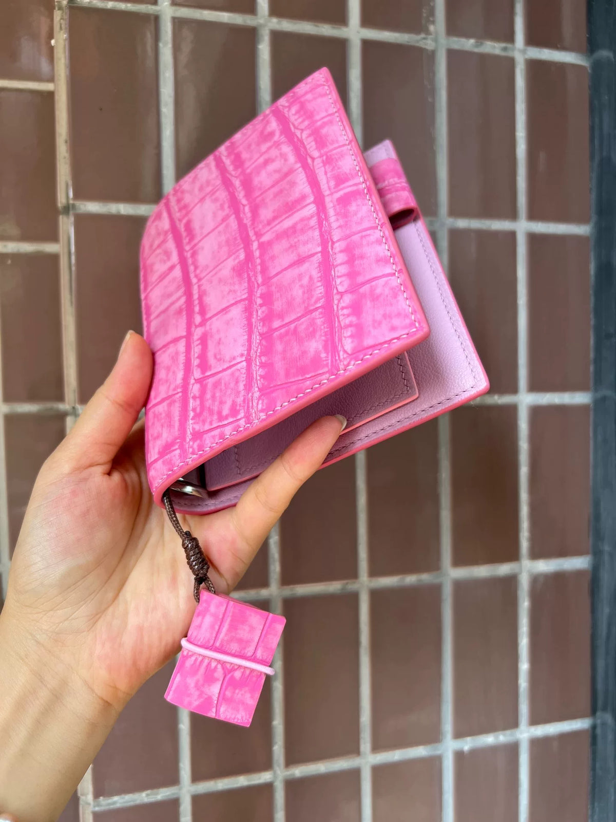 Hot Pink Crocodile Six Ring Binder Organizer