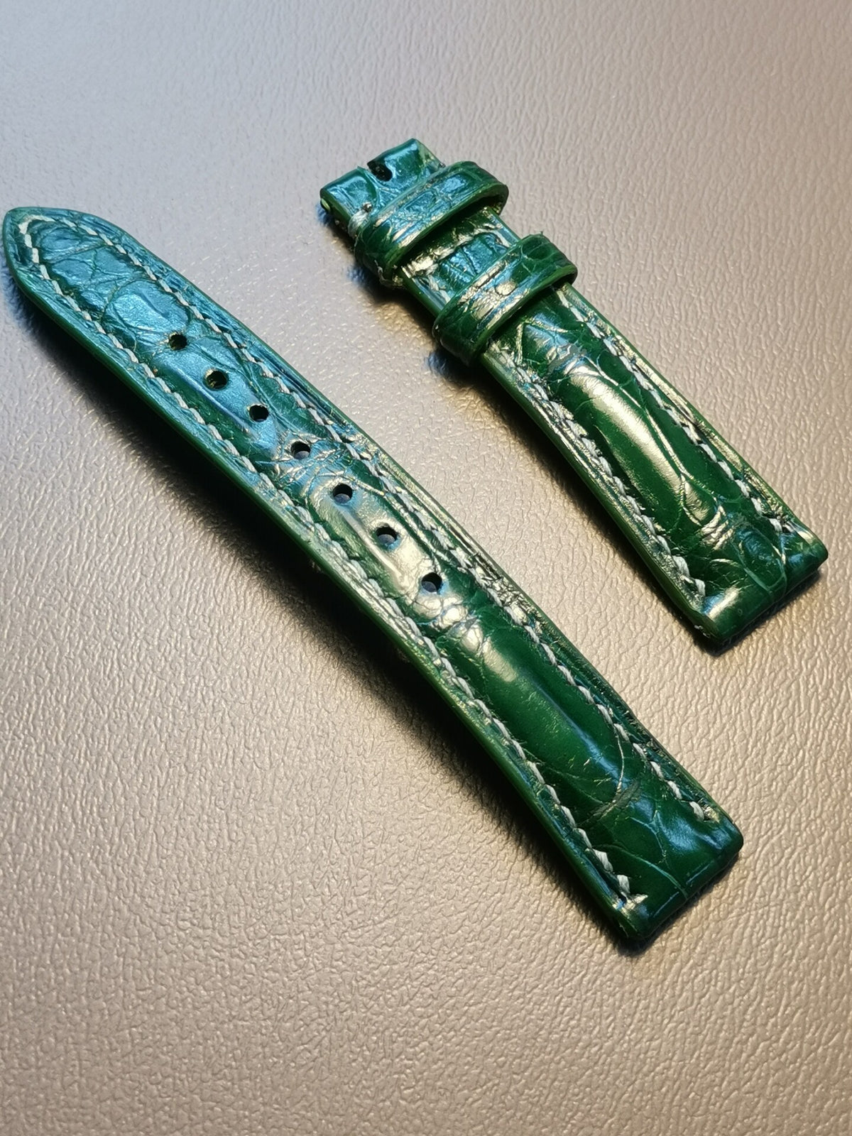Handmade Crocodile Leather Watch Strap Green