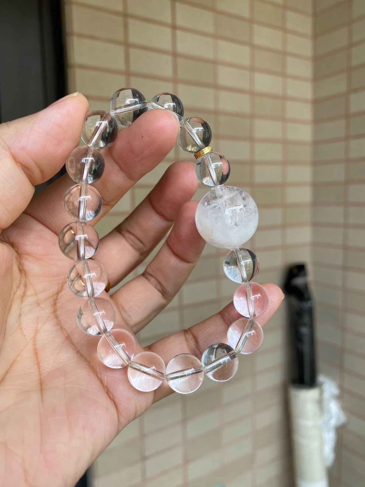 White Phantom Quartz Beaded Bracelet