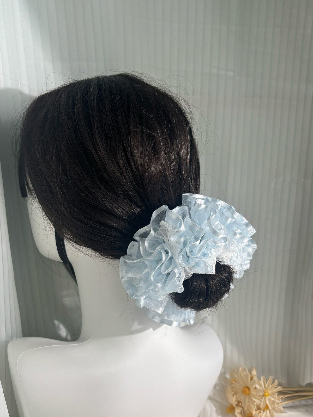 Mint Green Satin Lace Scrunchie