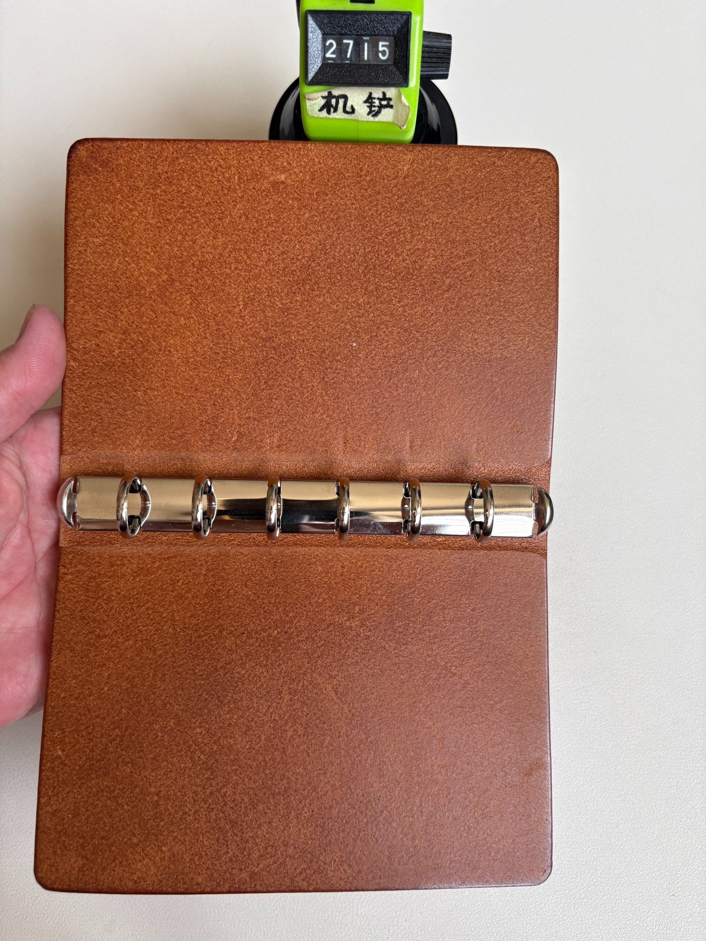 A7 Pueblo Leather Ring-Bound Notebook Cover with Silver Metal Rings