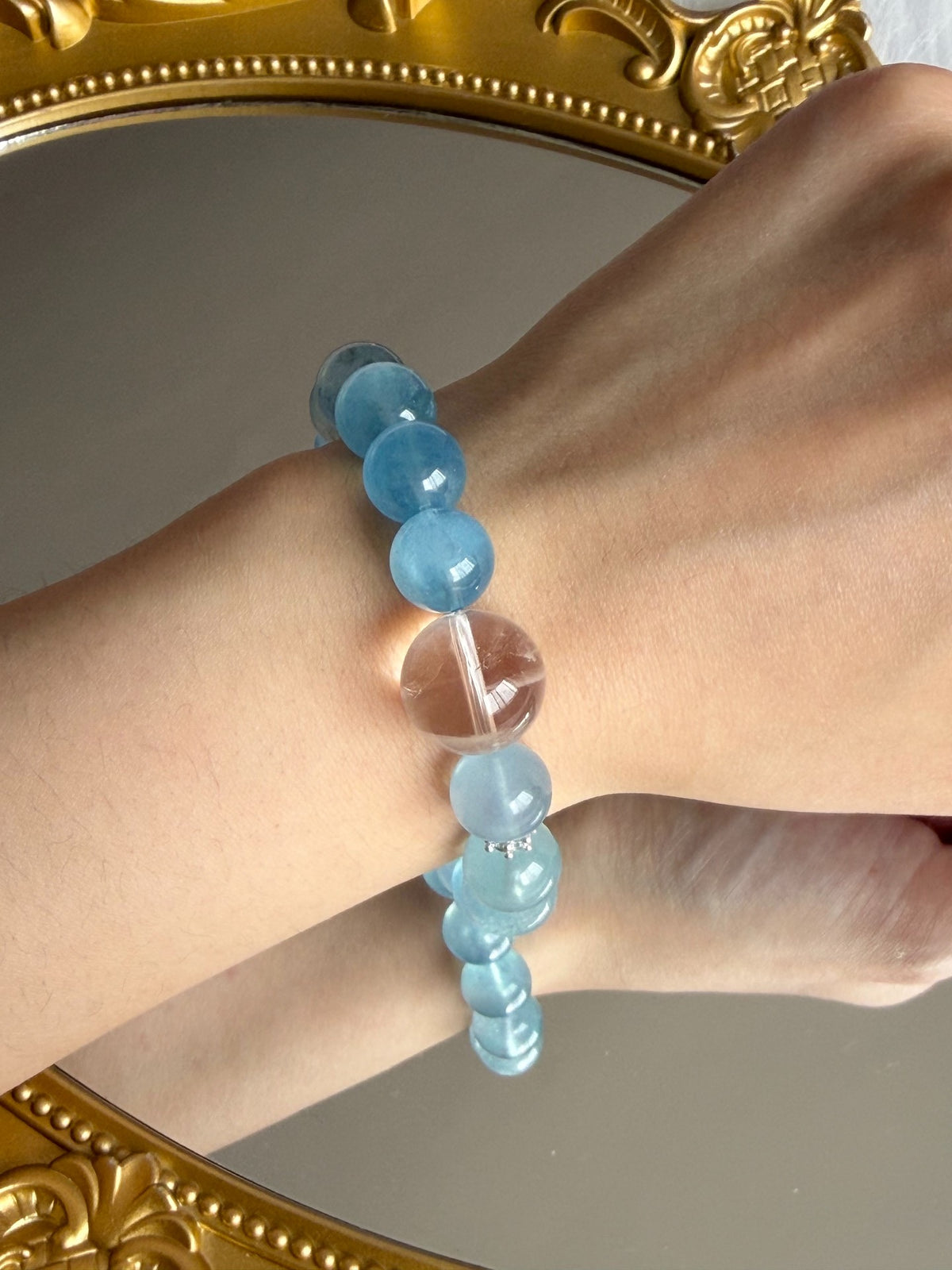 Natural Crystal Aquamarine Beaded Bracelet Design