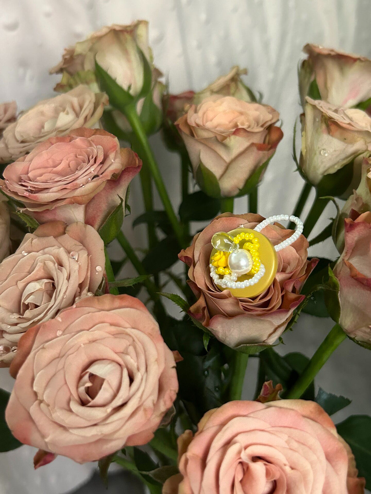 Vintage Pearl Button Ring