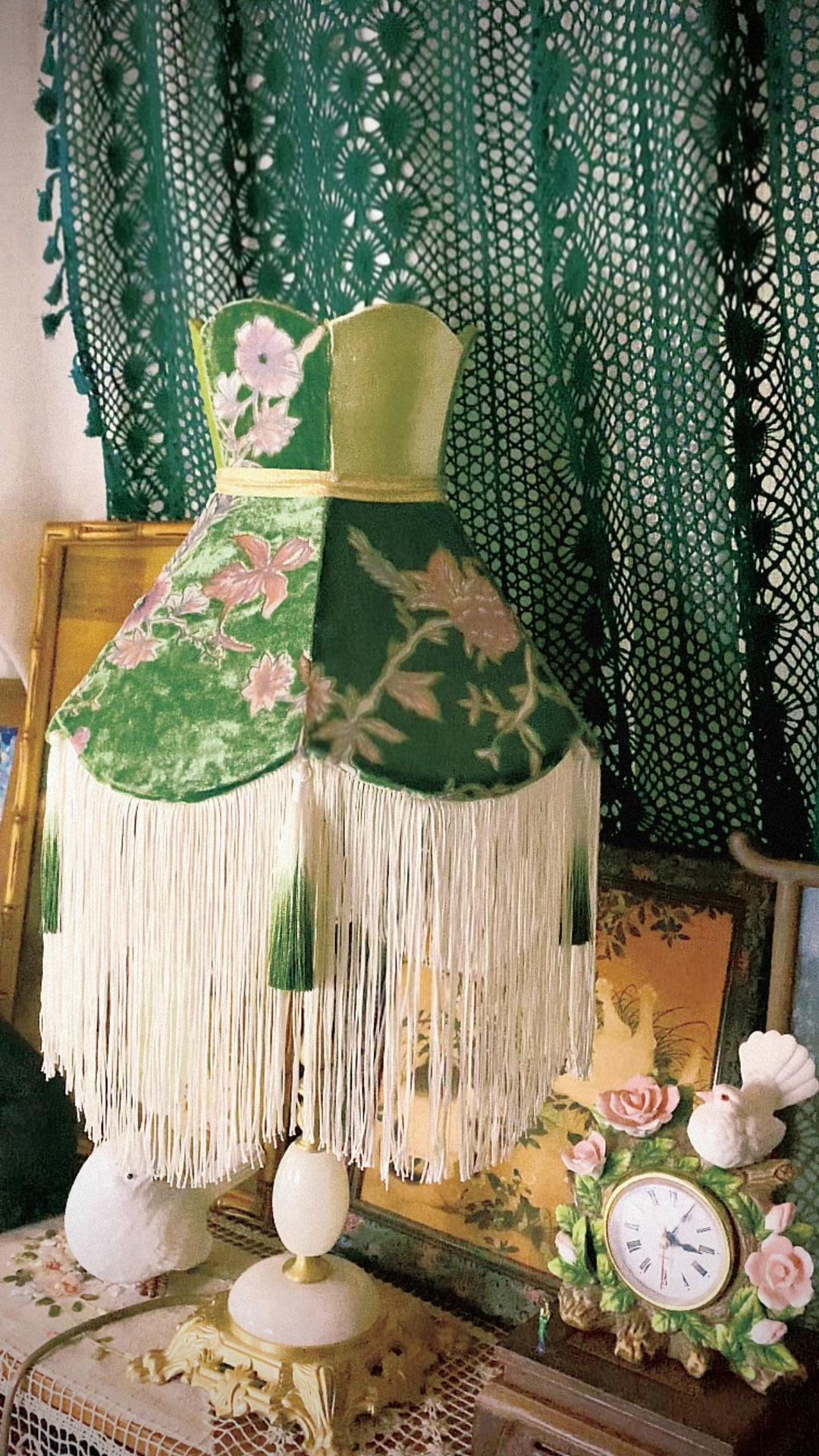 Pagoda Silk Lampshade with Floral Pattern