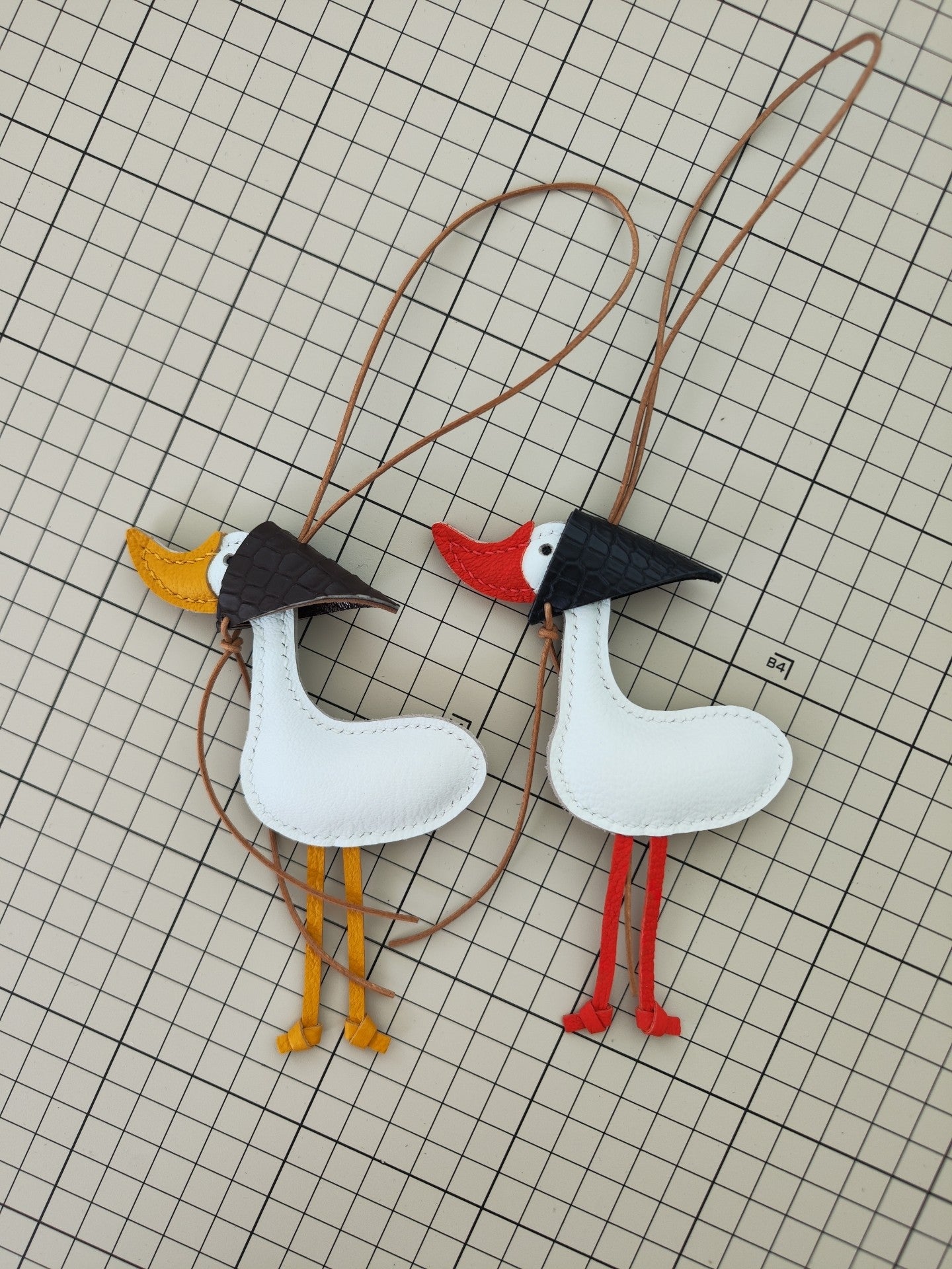 Handmade Leather Lucky Duck Keychain Bag Charm