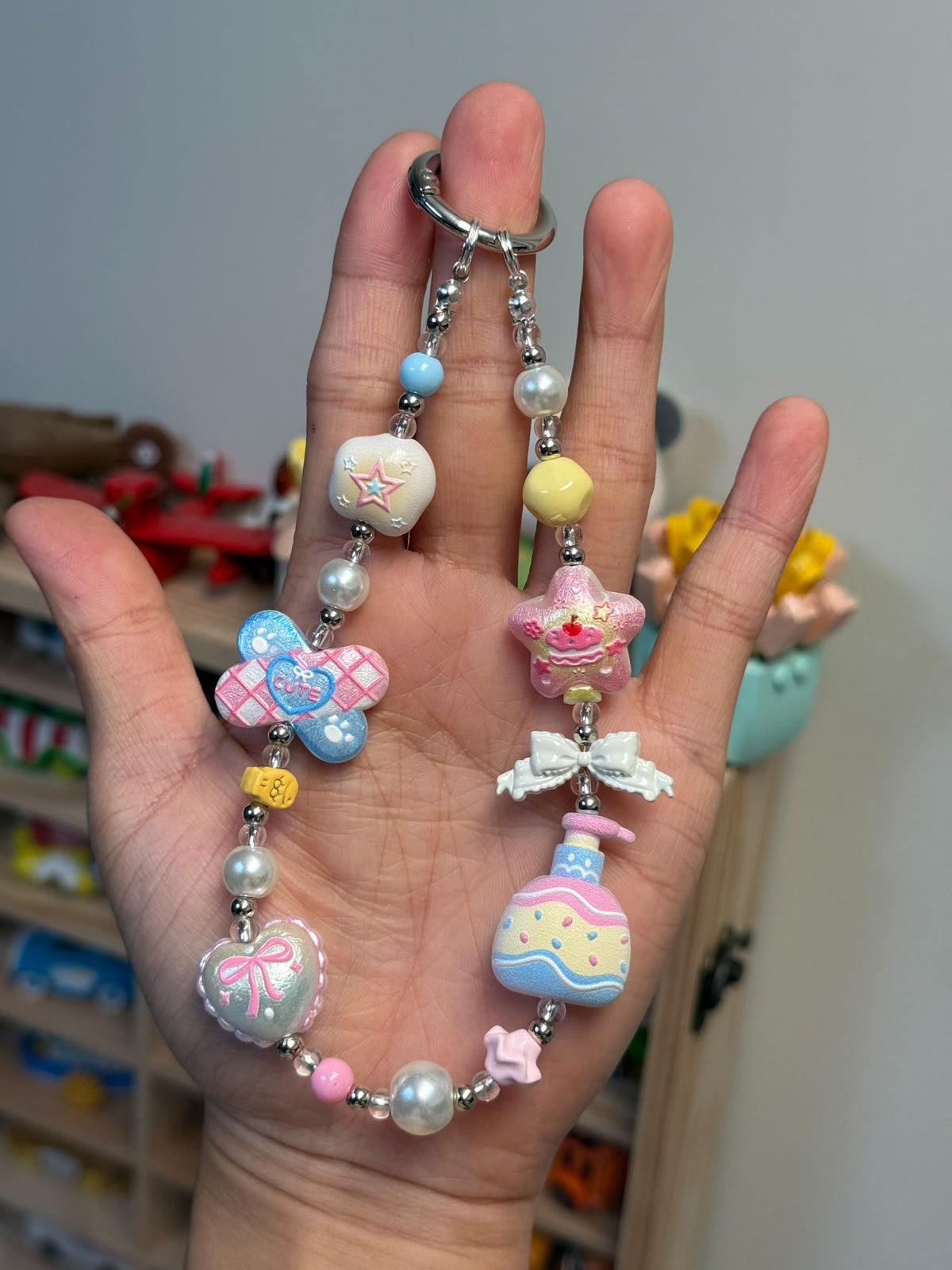 Macaron Color Beaded Phone Strap Charm