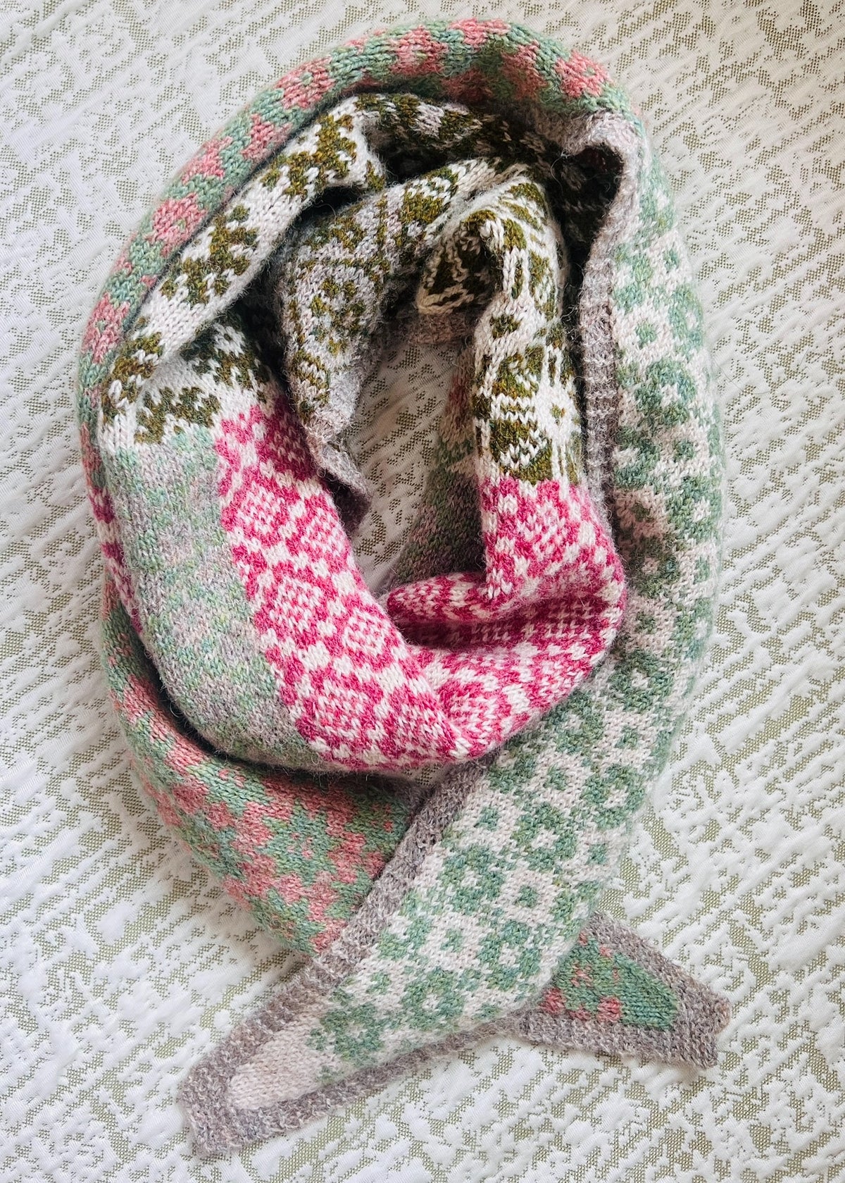 Shetland Jacquard Patchwork Shawl Wool Knit