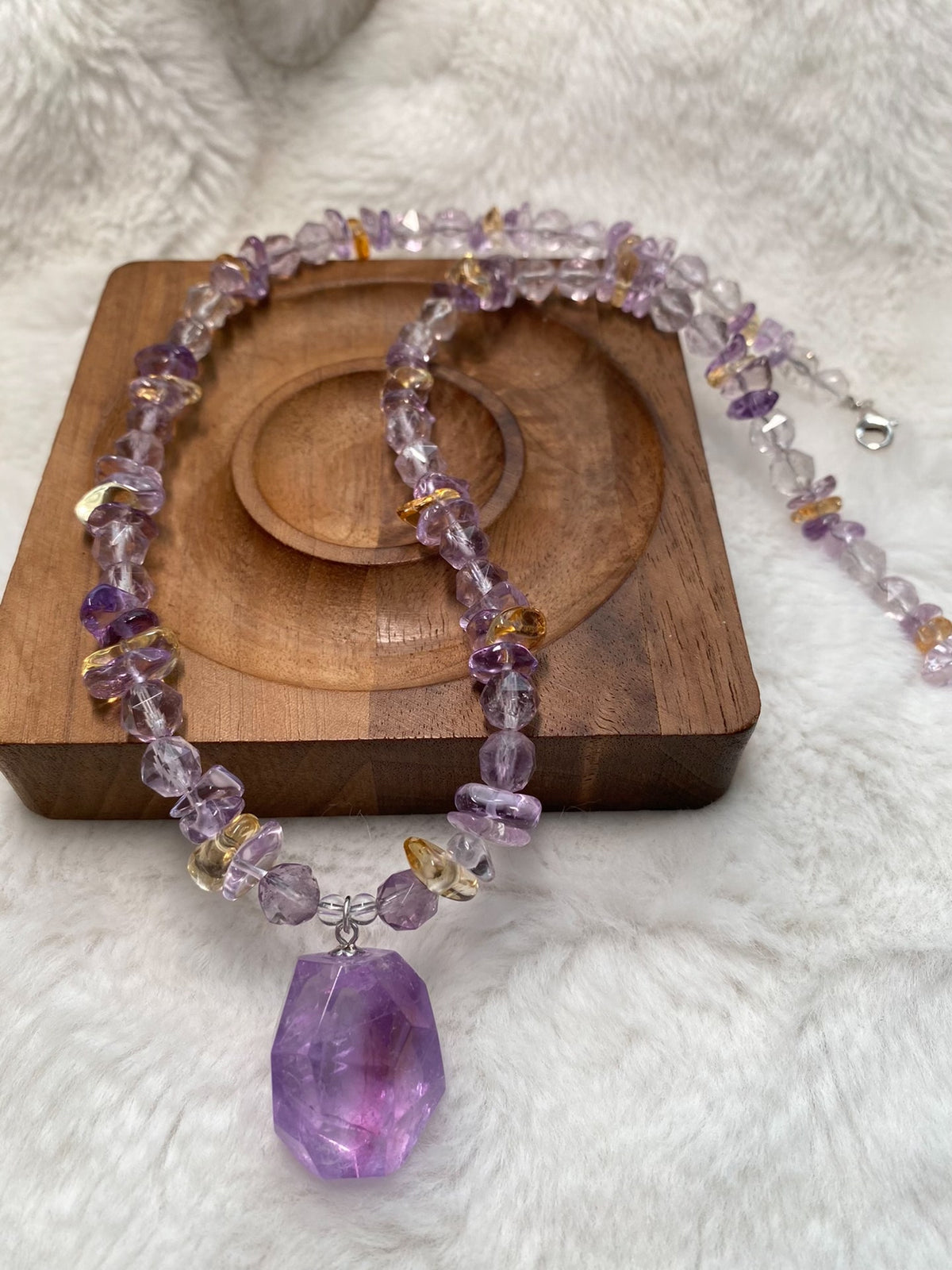 Lavender Amethyst Faceted Pendant Necklace