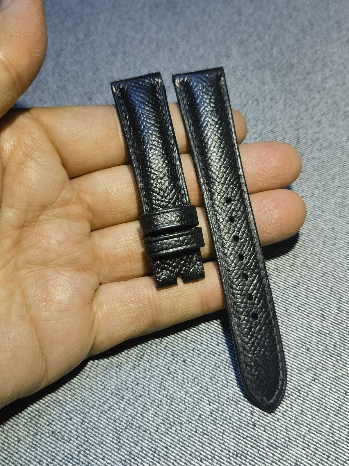 Epsom Leather Watch Strap Black