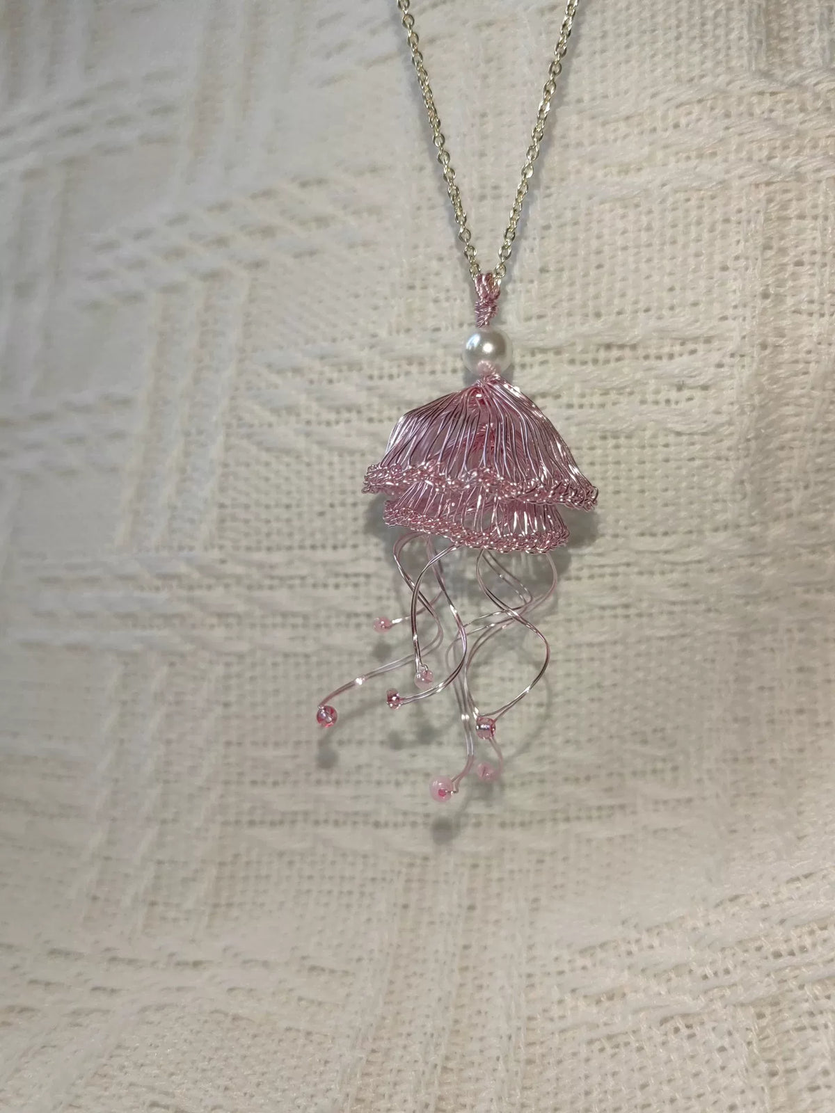 Handgemaakt Crochet Koperdraad Roze Kwalenhanger